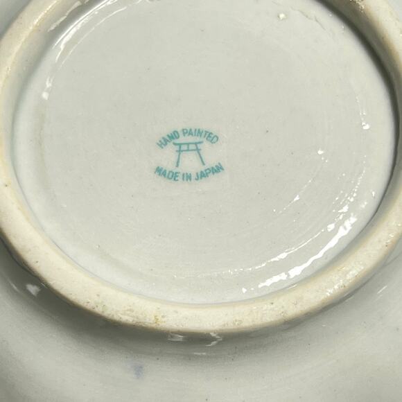 Vintage 20s Set 4 Seto Japanese Cobalt Blue Handpainted Bird Porcelain Dishes - Picture 10 of 11